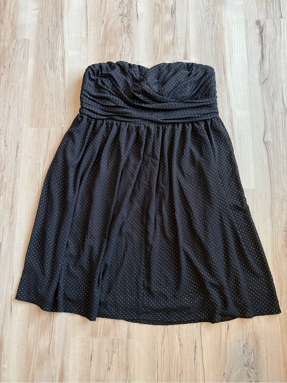 Lane Bryant Black & Gold Polka Dot Strapless Cocktail Dress Size 14 - Picture 2 of 9